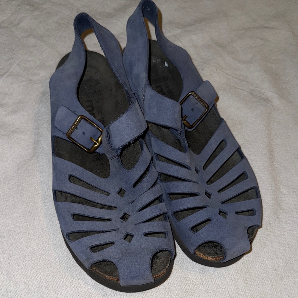 Mephisto Women's classic Hedina Sandal W back strap Light Blue Leather size 38 - Picture 3 of 9